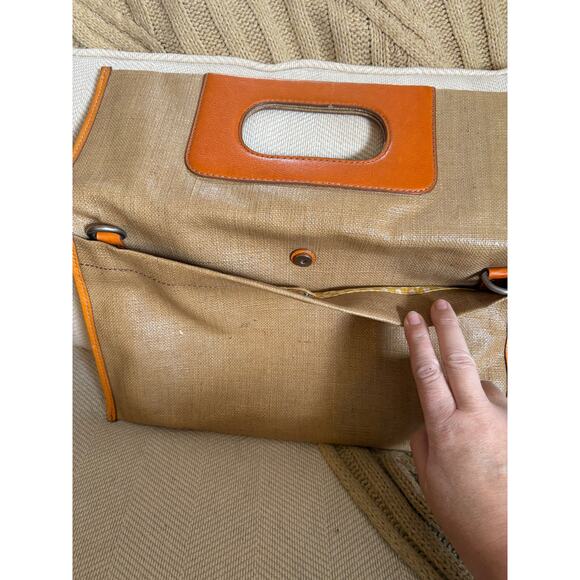 Fossil Key-Per Foldover Convertible Bag Tan & Orange - Picture 4 of 9